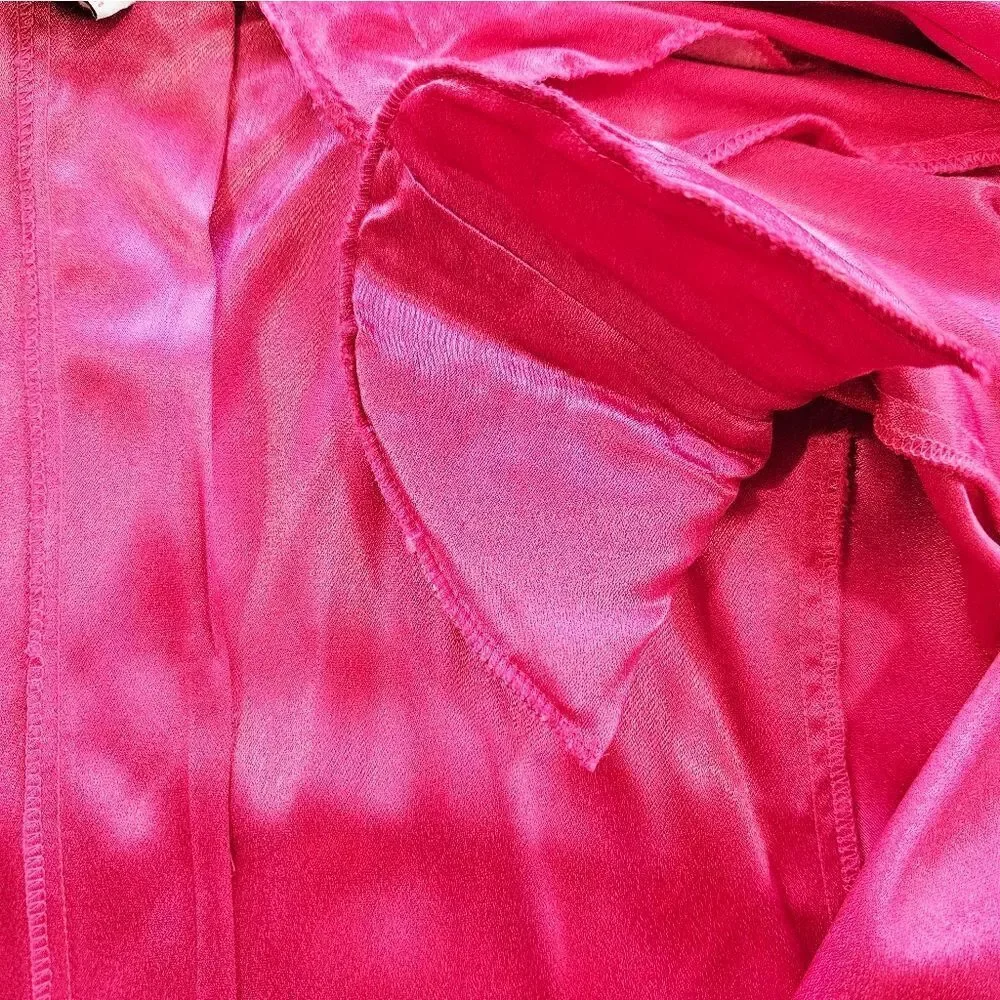 Vintage Forenza 80s Retro Fuchsia Satin Oversized Duster Yoked Waist Pant Set 10